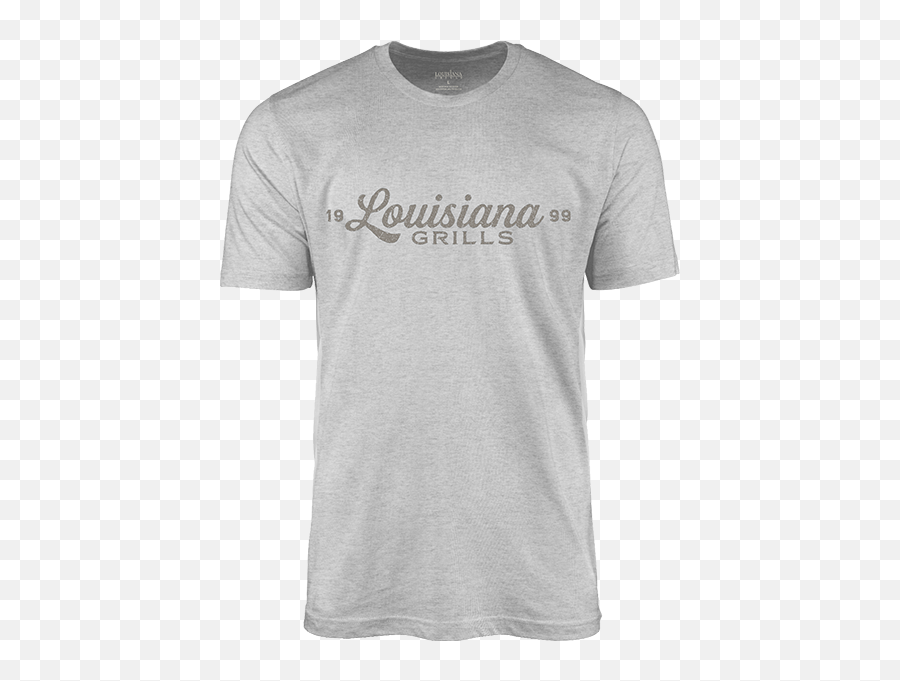 Louisiana Grills Menu0027s Athletic Heather Script Logo T - Shirt Emoji,Script Logo