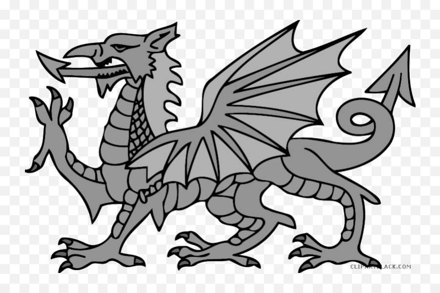 Impressive Dragon Animal Free Black White Clipart Images - Welsh Dragon Emoji,Dragon Clipart Black And White