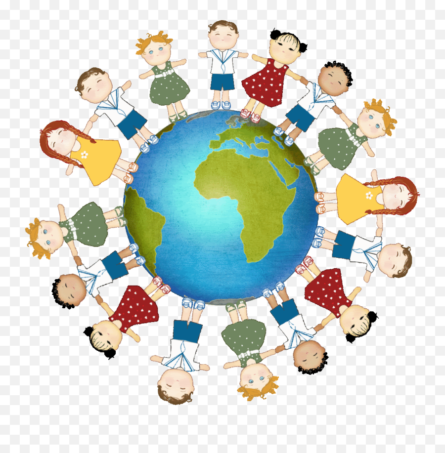 Kids Holding Hands Around The World Clipart - Full Size Kids Of The World Gif Emoji,World Clipart