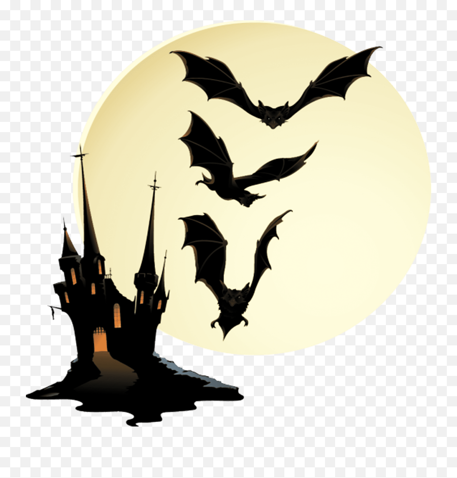 Bat Png - Haunted Houses Silhouettes With Bats Emoji,Bat Png