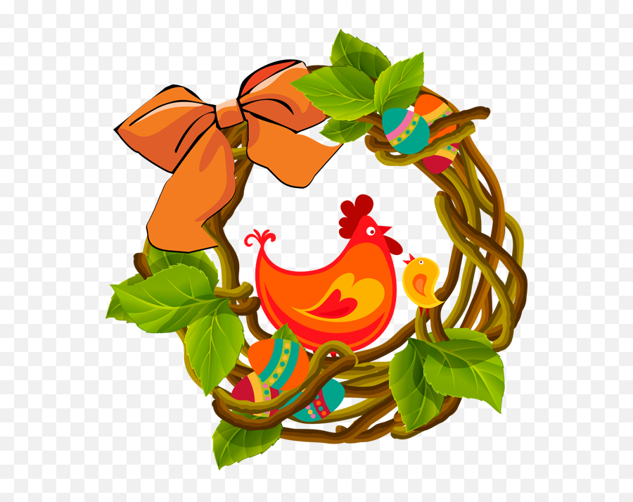 Holiday Clipart Easter Eggs Easter Egg Wreath - Chicken Vector Emoji,Holidays Clipart