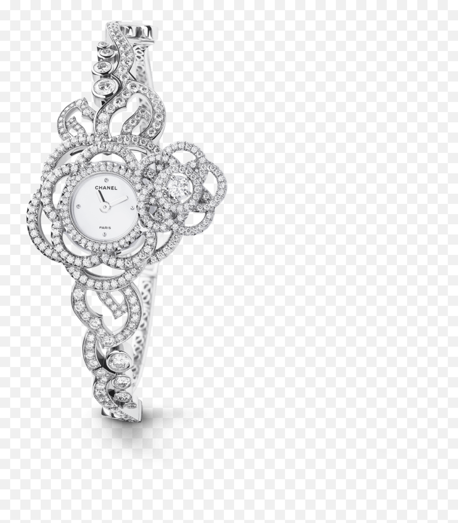 Camélia Jewelry Watch - Chanel Camellia Diamond Bracelets Emoji,Chanel Cc Logo Earring
