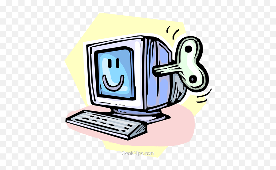 Wind Up Computer Monitor Royalty Free Vector Clip Art Emoji,Computer Monitor Clipart
