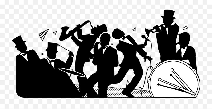 Saxophone Silhouette Png - Rock Band Silhouette Clipart Clip Art Big Band Emoji,Saxophone Clipart