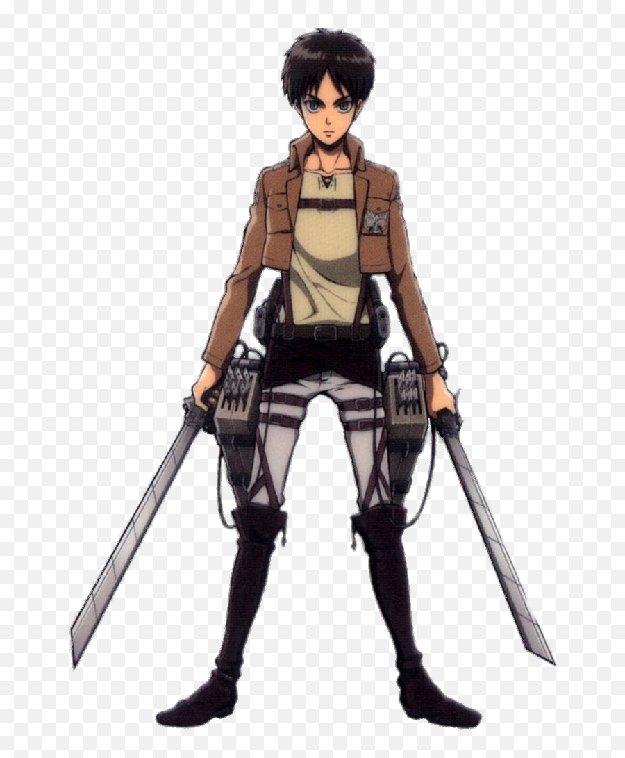 Check Out This Transparent Eren Yeager With Two Swords Png Image - Attack On Titan Eren Full Body Emoji,Swords Png