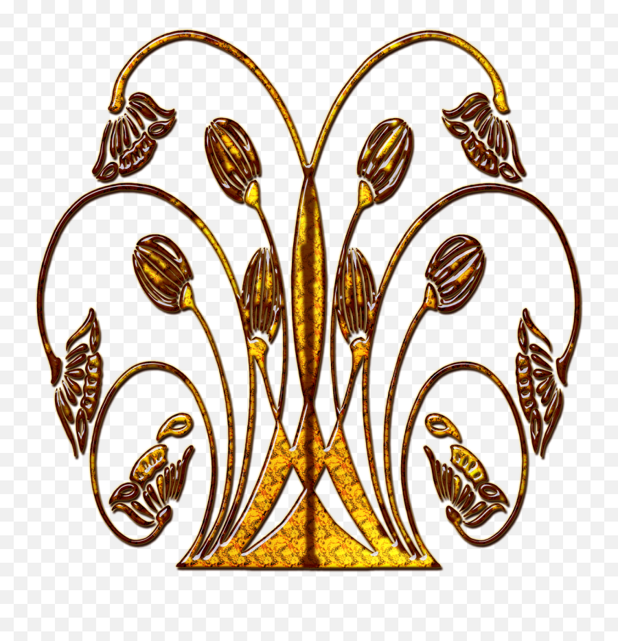 Scroll Gold Floral Design Png Picpng - Design Emoji,Floral Design Png