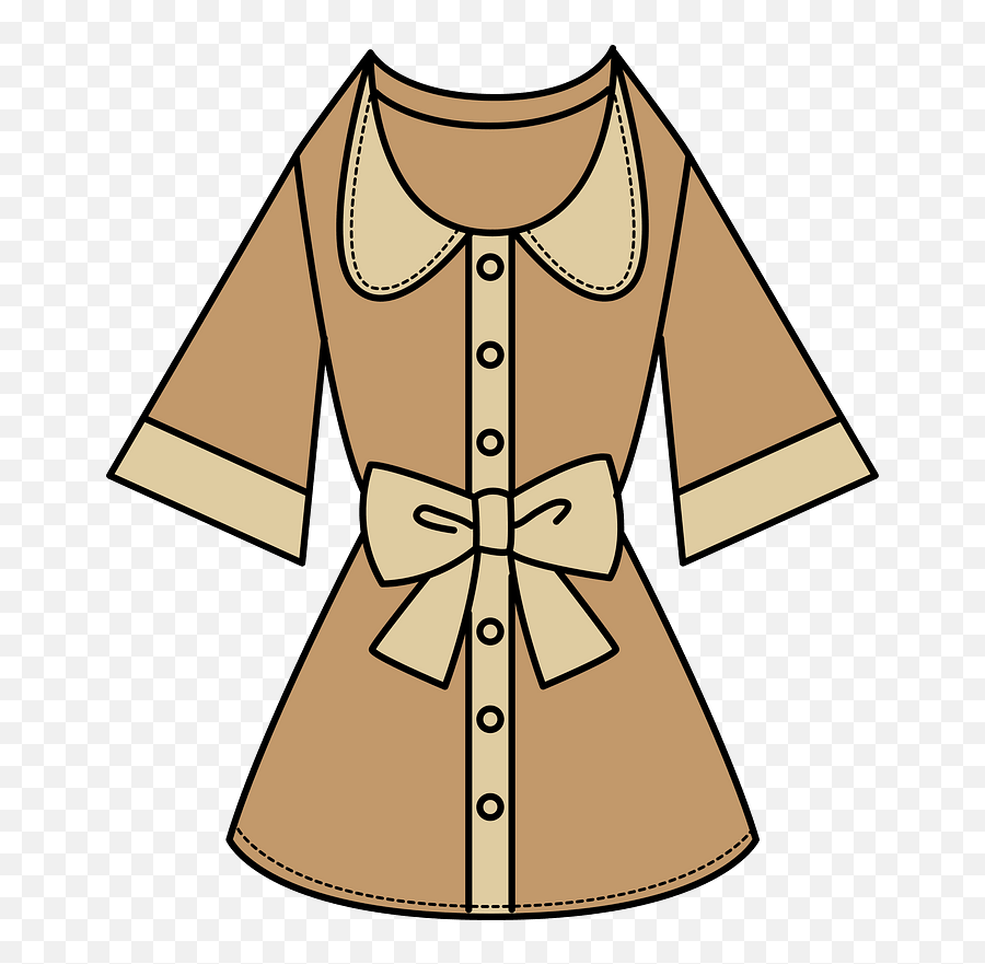 One Piece Brown Dress Clipart - Bow Emoji,Dress Clipart
