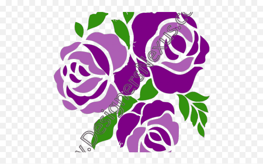 Purple Rose Clipart Three Rose - Purple Flower Clip Art A4 Size Paper Design In Colour Emoji,Purple Flower Clipart