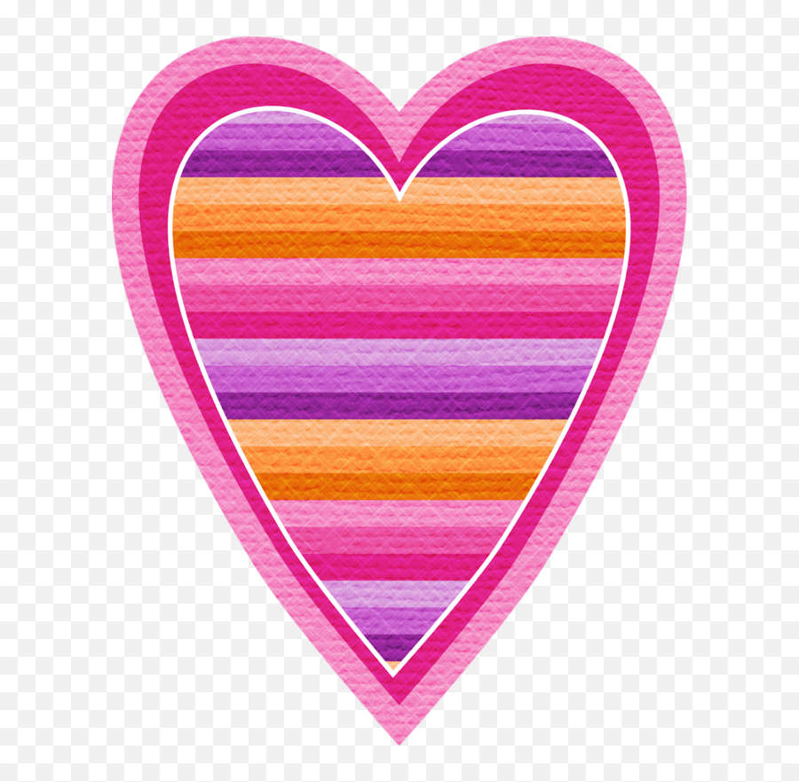 Striped Pink Orange Purple Heart - Heart Clipart Full Emoji,Purple Heart Clipart