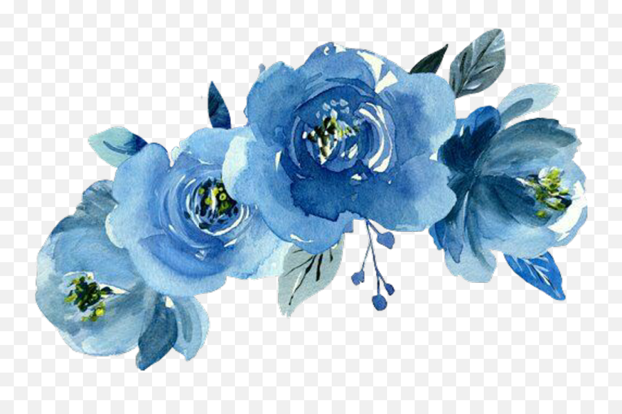 Flower Crown Png Tumblr - Transparent Blue Flower Crown Transparent Blue Watercolor Flowers Png Emoji,Flower Crown Transparent