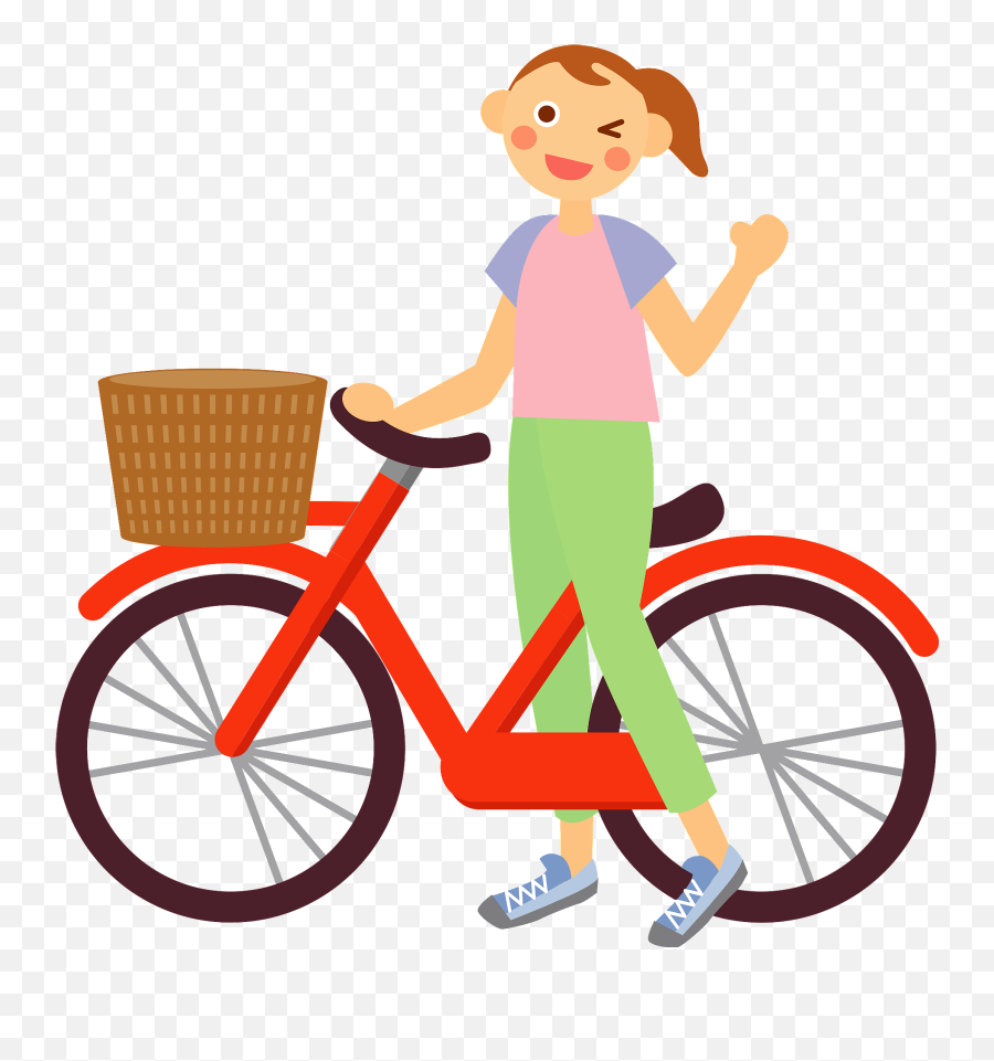 Girl Is Riding Her Bicycle Clipart Free Download Emoji,Bicycle Transparent Background