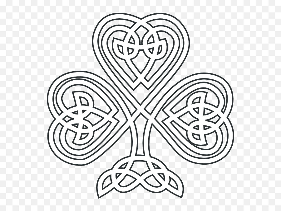 Shamrock Knotwork White Clip Art At Clkercom - Vector Clip Shamrock With Trinity Coloring Page Emoji,Shamrock Clipart Black And White