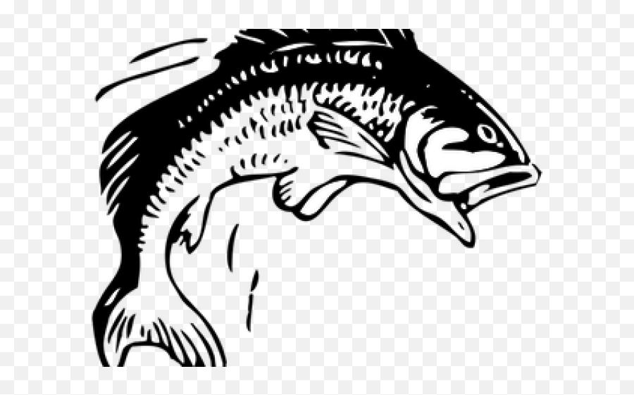 Fishing Rod Clipart Stencil - Black And White Fish Clipart Emoji,Fishing Rod Clipart