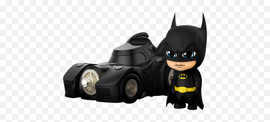 Batman With Batmobile Cosbabys Collectible Set By Hot Toys - Cosbaby Batman Batmobile Emoji,Batman 1989 Logo
