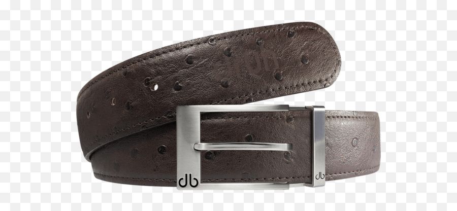 Silver Prong Classic Buckle With Brown Ostrich Patterned Leather Belt Emoji,Buckle Png