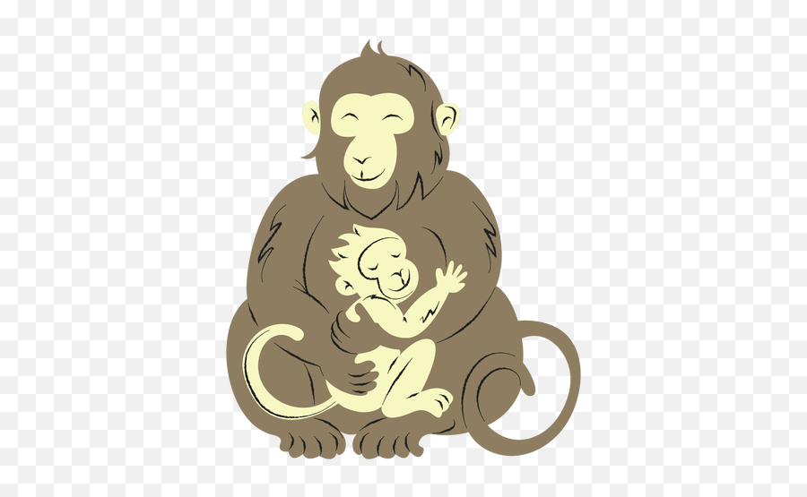 Monkey And Her Son Hand Drawn Transparent Png U0026 Svg Vector Emoji,Baby Monkey Png