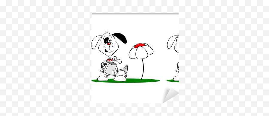 A Cartoon Dog With Watering Can On A White Background Emoji,Cartoon Dog Transparent Background