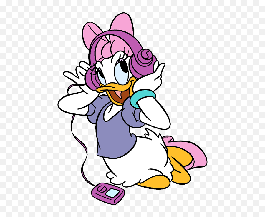 Daisy Duck Clip Art 2 - Transparent Daisy Duck Clipart Emoji,Listening To Music Clipart