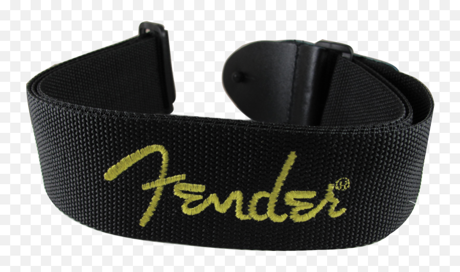 Guitar Strap - Fender Black Strap Yellow Logo Emoji,Fender Guitar Logo