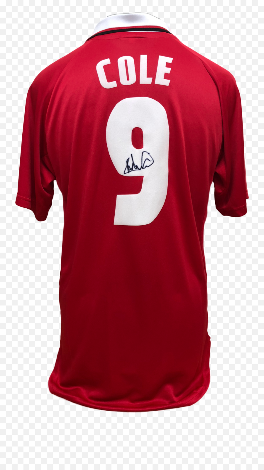 Andy Cole Signed Manchester United 1999 Champions League Final Shirt Coa U0026 Proof Emoji,Manchester United Logo Png