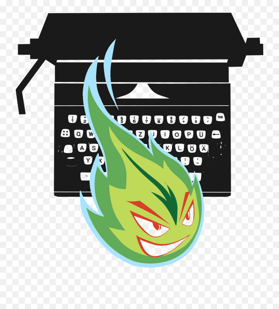 Green Flame Png - Typewriter Clipart Black And White Png Emoji,Typewriter Clipart