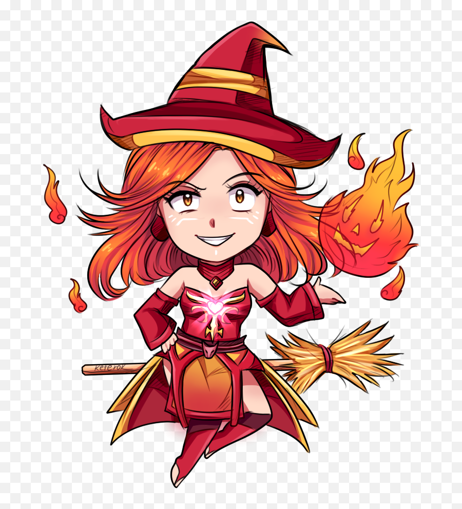 Download Lina The Fire Witchartwork - Cartoon Fire Witch Dota 2 Lina Witch Emoji,Cartoon Fire Png