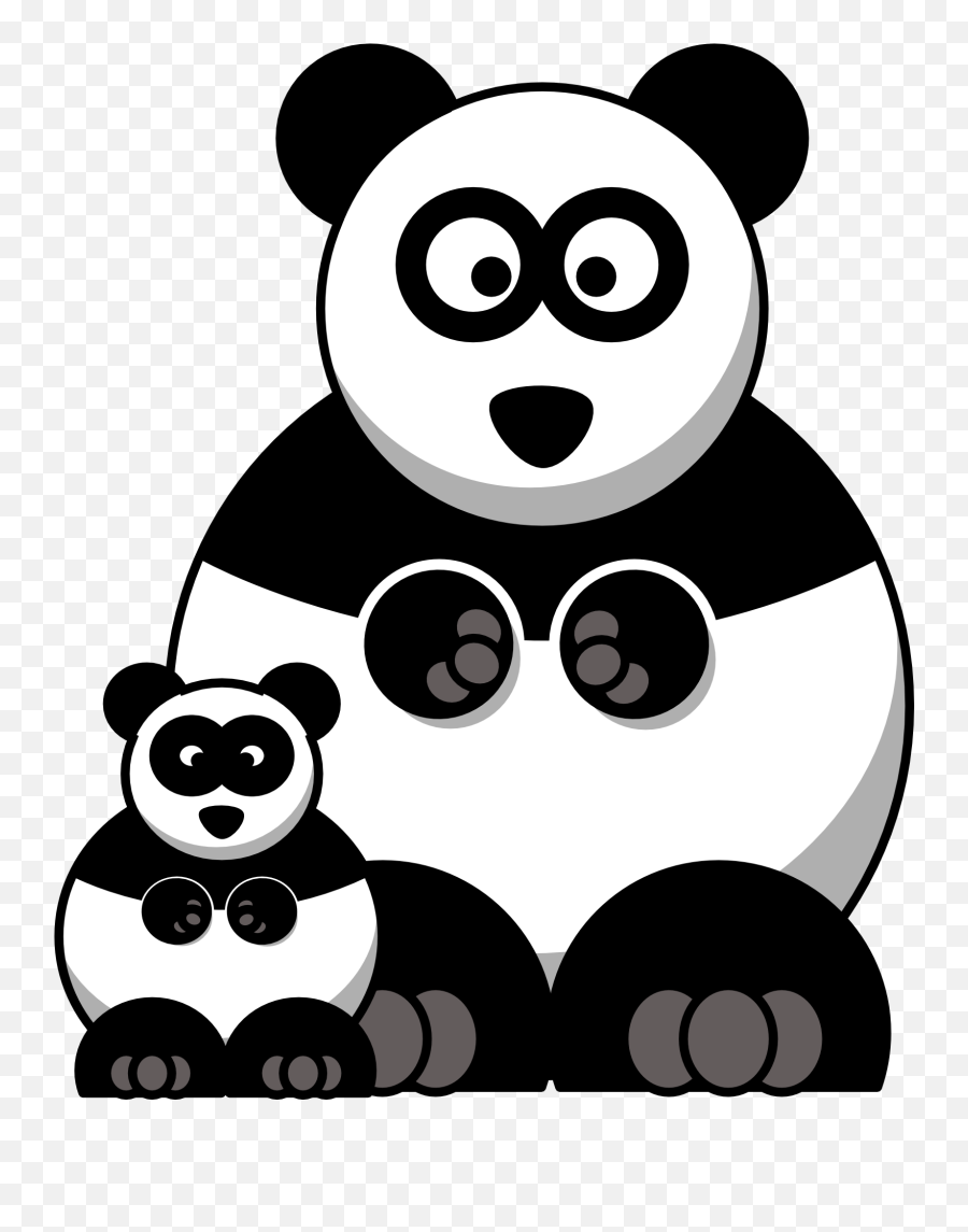 Clipart Of Cartoon Panda With Baby - Cartoon Panda Emoji,Panda Clipart