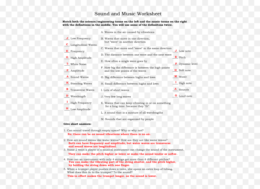 Talking About Sound And Music - Music Waves Physics Nature Of Sound Worksheet Answer Key Emoji,Sound Wave Png