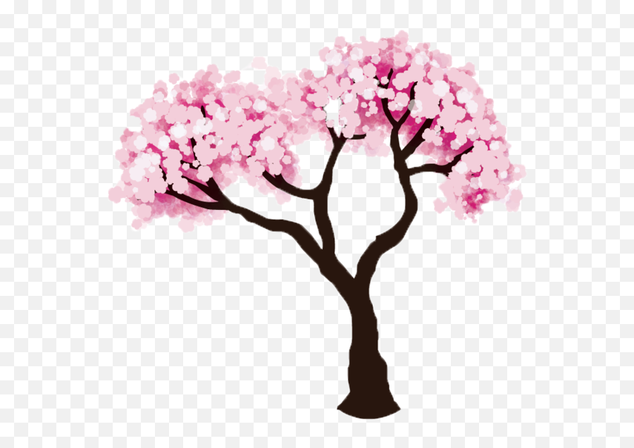 Cherry Tree Clipart Transparent - Cherry Blossom Trees Drawn Easy Cherry Blossom Tree Emoji,Trees Clipart