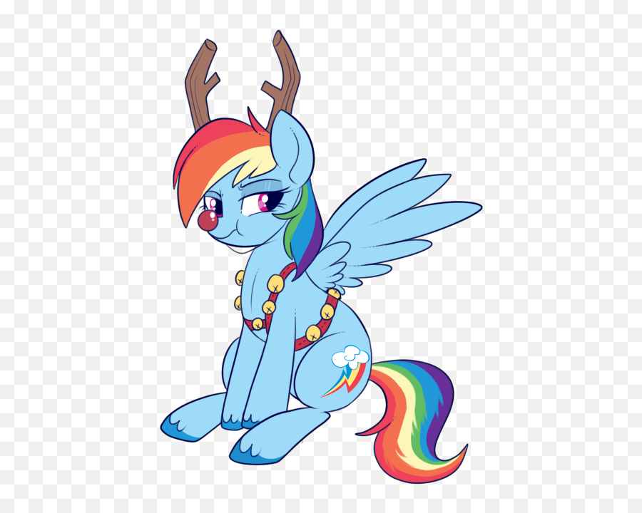 1046523 - Safe Artistlulubell Rainbow Dash Deer Pegasus Emoji,Christmas Antlers Png