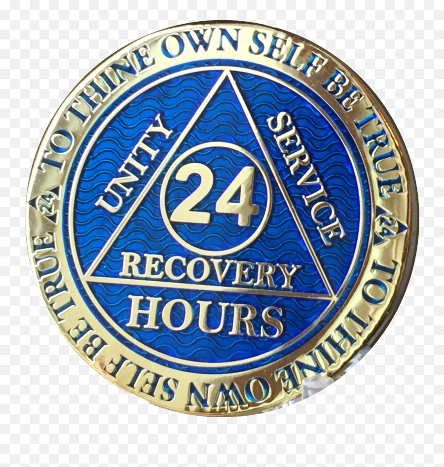6 Month Aa Medallion Reflex Blue Gold Plated Chip Office Emoji,Blue And Gold Logo