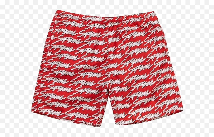 Supreme Signature Script Logo Water Shorts - Red Supreme Water Short Emoji,Script Logo