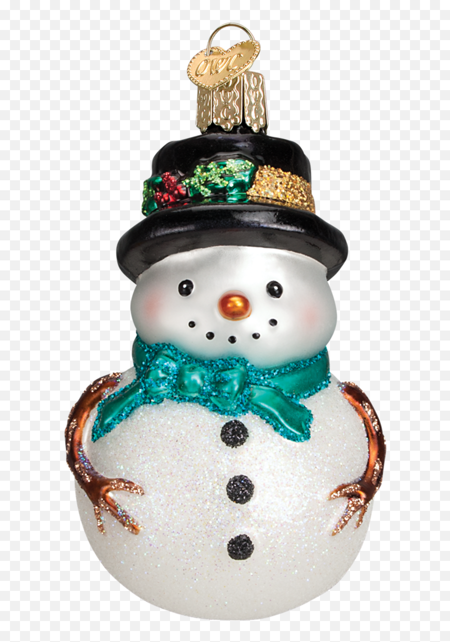 Holly Hat Snowman Glass Ornament 3 34 Emoji,Christmas Hats Png