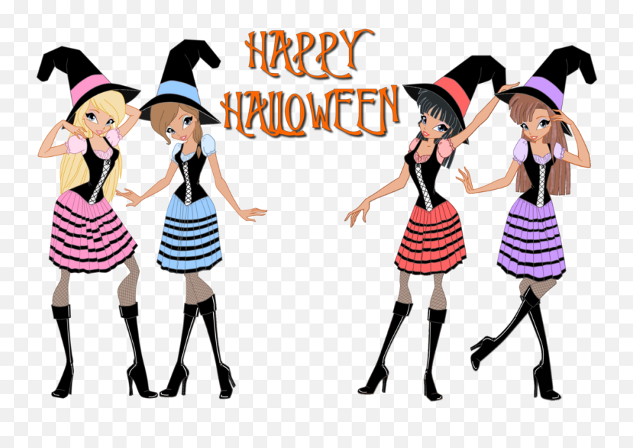 Witch Girls Happy Halloween By Nici18 - Bob L Éponge Girly Emoji,Happy Halloween Png