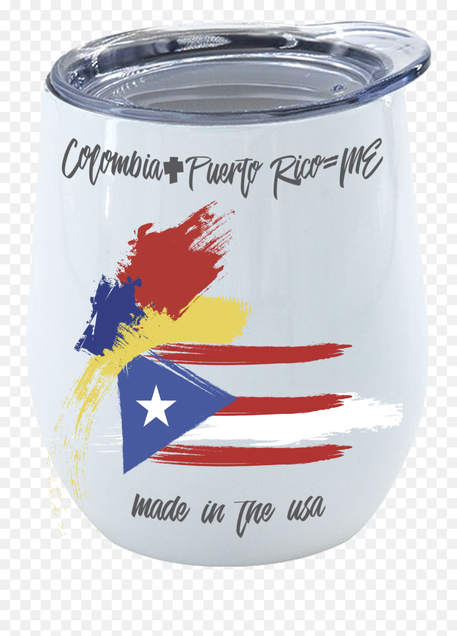 12 Oz Stainless Steel Wine Tumbler - Colombia Puerto Rico Emoji,Puerto Rican Flag Png