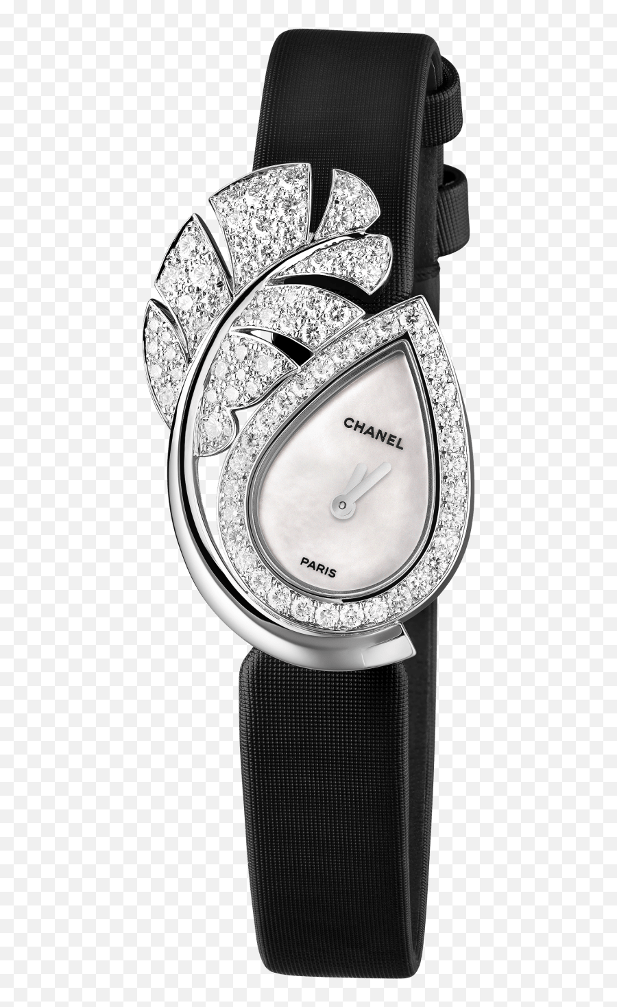 Plume De Chanel Jewelry Watch - Motif Plume En Or Blanc 18 Carats Et Diamants Emoji,Chanel Cc Logo Earring