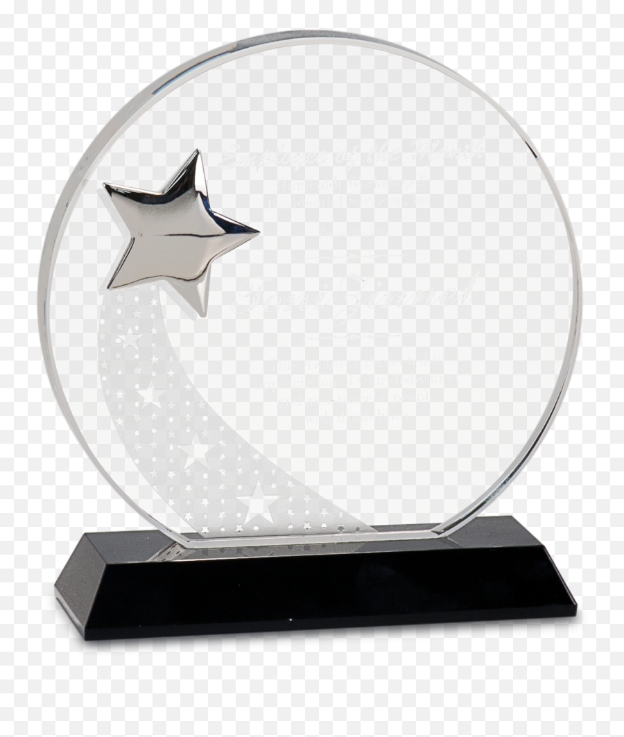 Round Crystal With Silver Star On Black Pedestal Base Emoji,Rounded Star Png