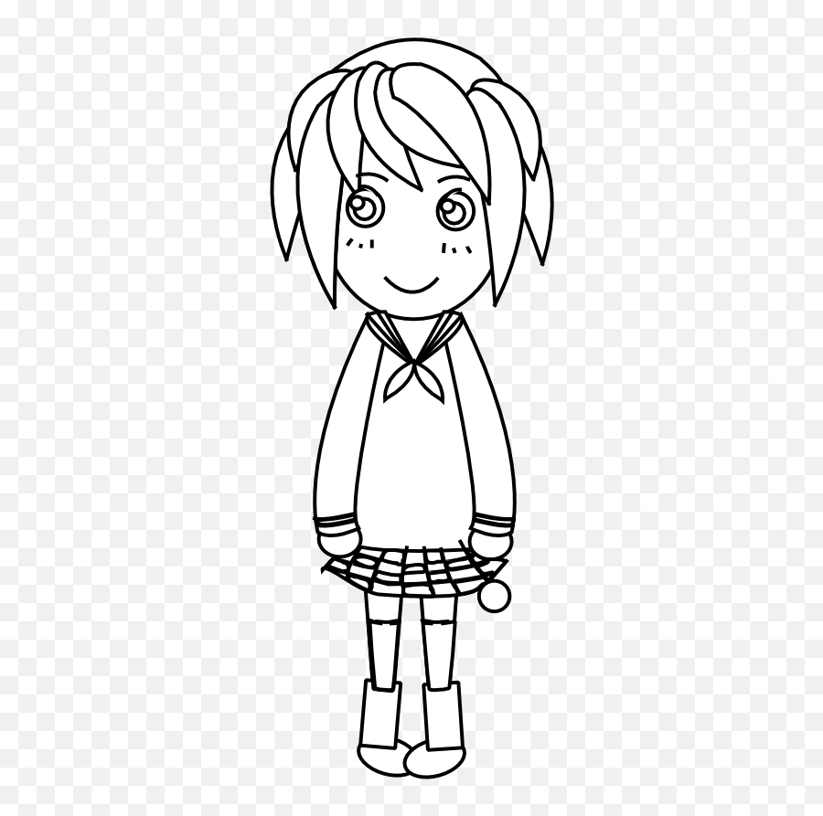Free Anime Girl Black And White Download Free Clip Art - Fictional Character Emoji,Anime Clipart