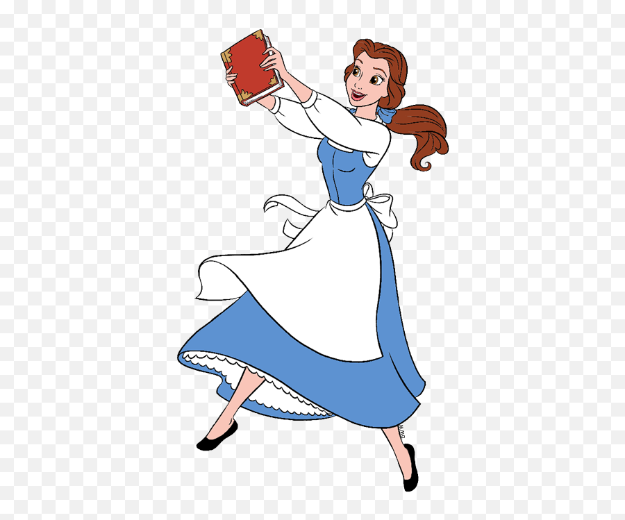 Belle Clip Art - Belle In Blue Dress With Book Emoji,Belle Clipart