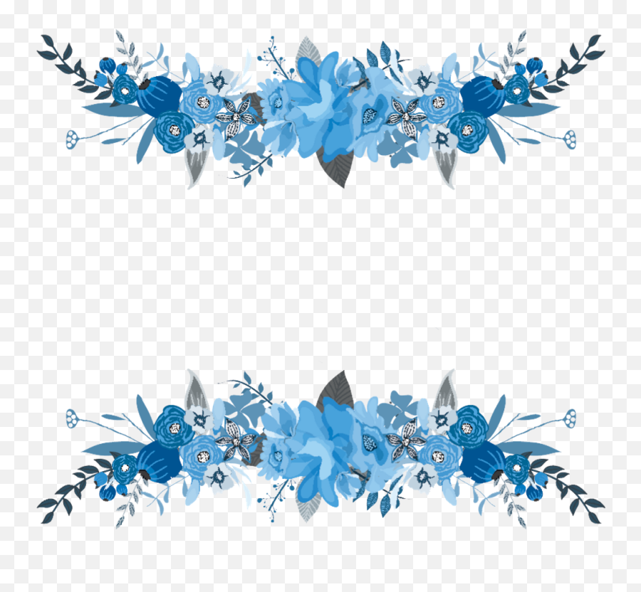 Blue Flower Border Frame Transparent - Blue Flowers Frame Png Emoji,Flower Border Transparent