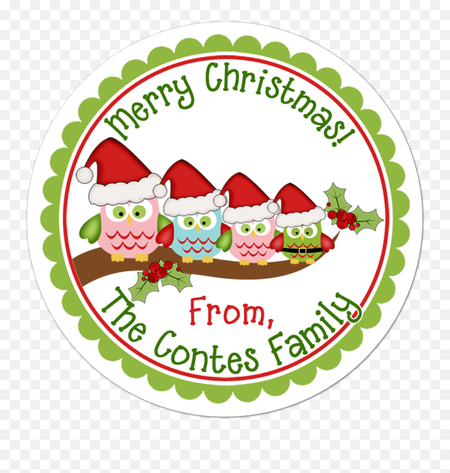 Owl Family Personalized Sticker Emoji,Christmas Owl Clipart