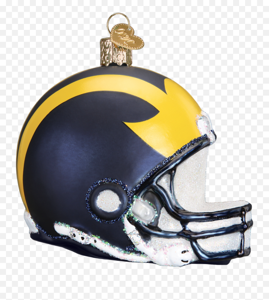 University Of Michigan Wolverines Football Helmet Glass Ornament 3 14 - Revolution Helmets Emoji,Michigan Wolverines Logo