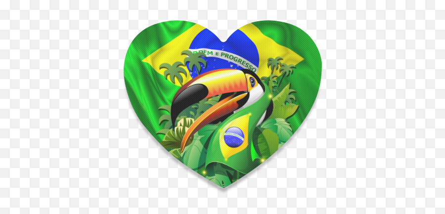 Brazil Flag With Toco Toucan Heart Coaster Id D574781 - Brazil Flag In Shape Of A Heart Emoji,Brazil Flag Png