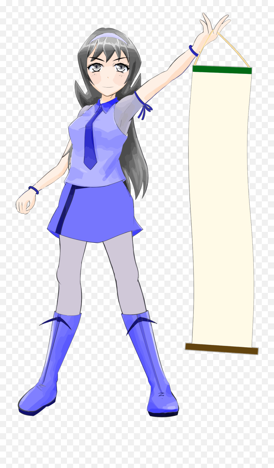 Anime Girl With A Banner Clipart Free Download Transparent - Cartoon Girl Anounce Png Emoji,Anime Clipart