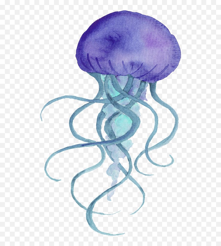 Download Purple Hand Painted Jellyfish - Transparent Background Transparent Jellyfish Emoji,Jellyfish Transparent Background