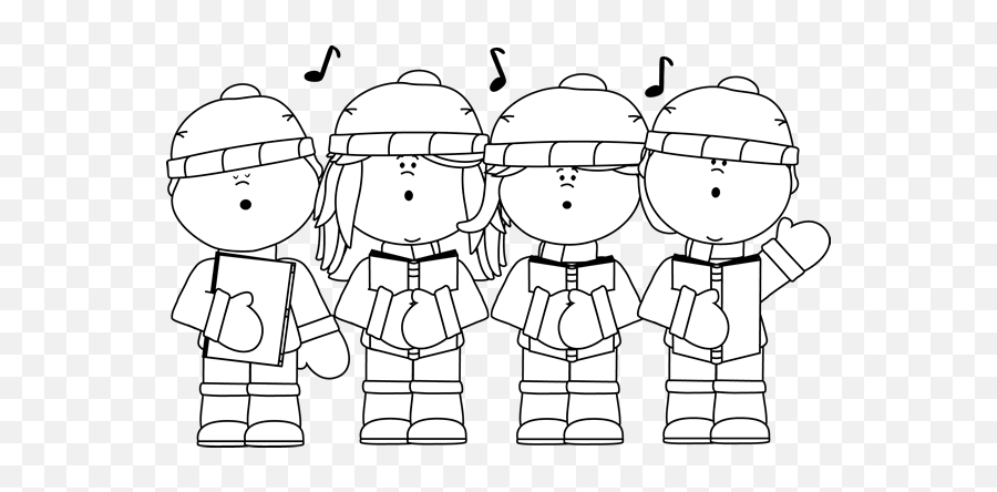 Black And White Christmas Clip Art Christmas Clipart - Christmas Carolers Clipart Black And White Emoji,Christmas Clipart
