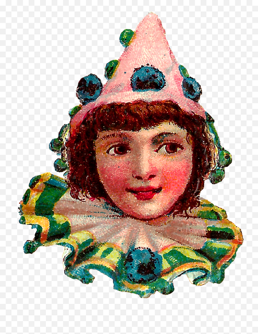 Antique Images Circus Downloads Printable Vintage Clown Emoji,Pom Poms Clipart