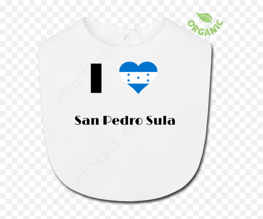I Love San Pedro Sulahonduras Flag - Organic Baby Bib Emoji,Honduras Flag Png