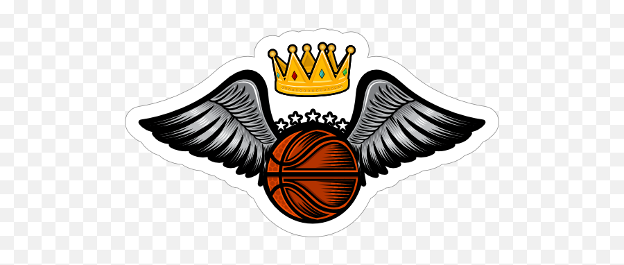 Crown And Wings Basketball Sticker Emoji,Crown Logo Car