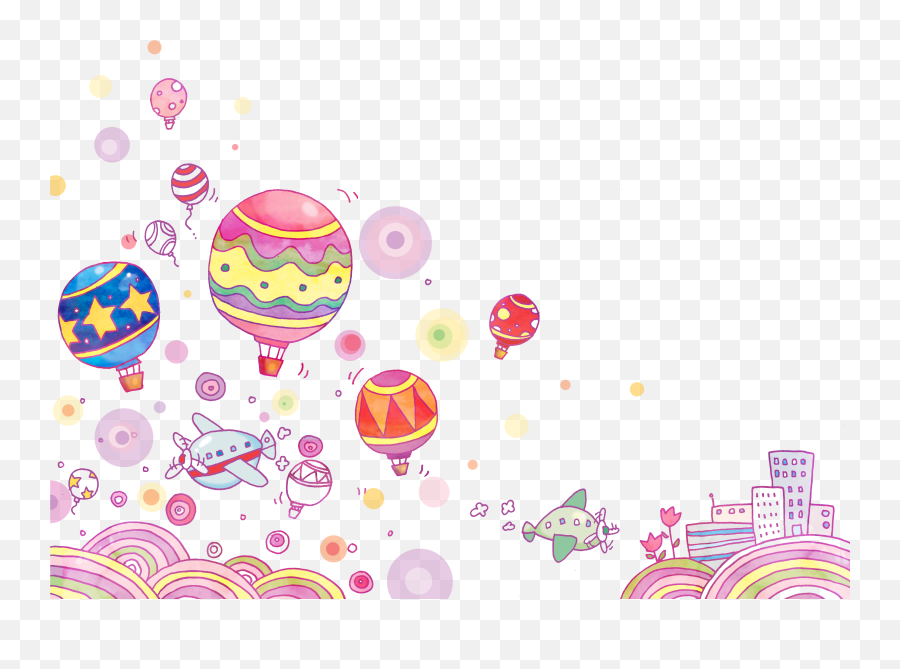 Hot Air Balloon Cartoon Background - Png Cute Background Png Emoji,Background Clipart